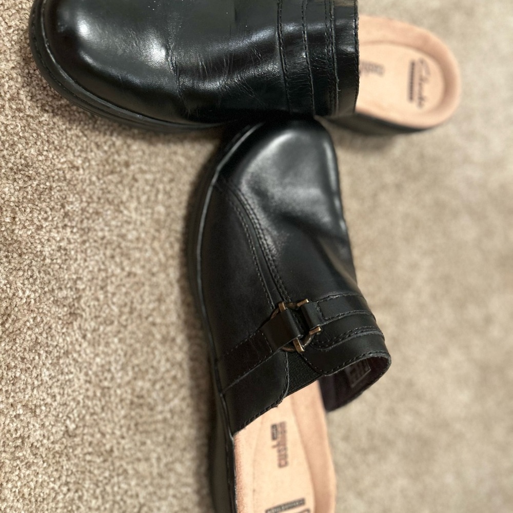 Black Leather Slip-On Shoes